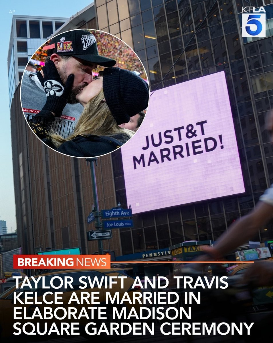 KTLA's tweet photo. Taylor Swift and Travis Kelce are married.

Read more: https://t.co/iLNbShyzSS https://t.co/ipNtdv7eZp
