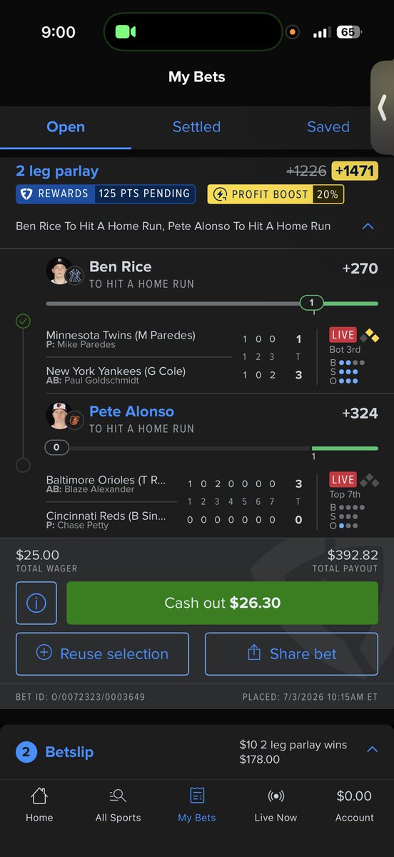 BlackMagicHang's tweet photo. @MLBHR Should I cash out smh https://t.co/mpZcu2zV81
