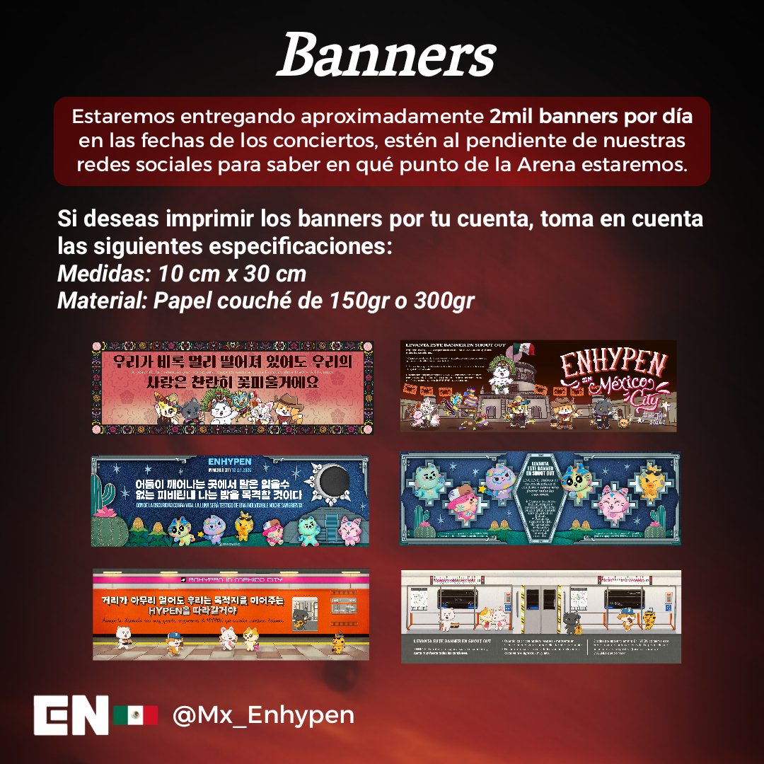 Mx_Enhypen's tweet photo. [INFORMACIÓN] 📢 #ENHYPEN

ENGENEs de México, les compartimos los formatos de los banners. Leer la imagen para las especificaciones. 🔥

Banners:
🔗 https://t.co/7eLCQoP2k1

@ENHYPEN_members
© 🌟🐧 Enhypen México 🇲🇽 https://t.co/dfGyxJdszn