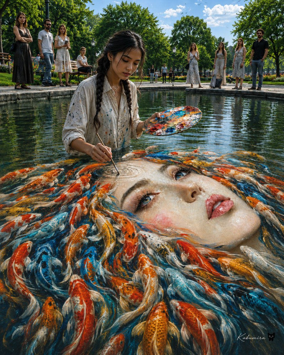 Surreal Koi Pond Portrait Painter