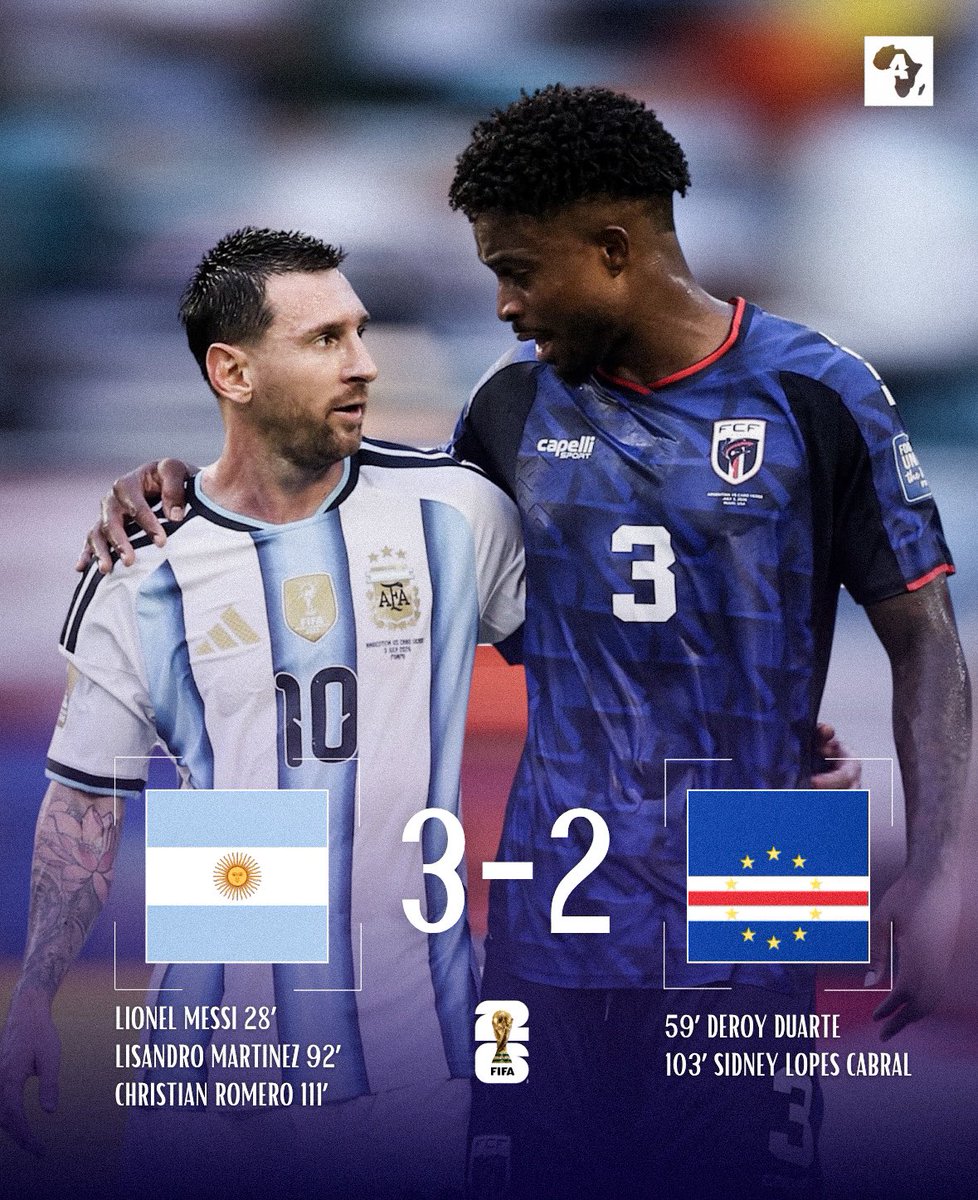 Youneslogos's tweet photo. فريق الرأس الاخضر كان فريقا كبيرا امام بطل العالم الارجنتين لكم كل الاحترام يا كابو فيردي https://t.co/tkwewAid5h
