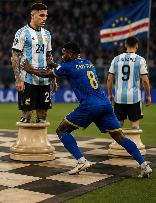 feel0GRAVITY's tweet photo. Argentina's players looked like chess pieces—none of them would move unless someone pushed them. 😅
Take a bow, Cape Verde. 
Well played! 👏⚽
#ARGCPV
#MESSI
#ARGENTINA https://t.co/RhL5AEPiW1