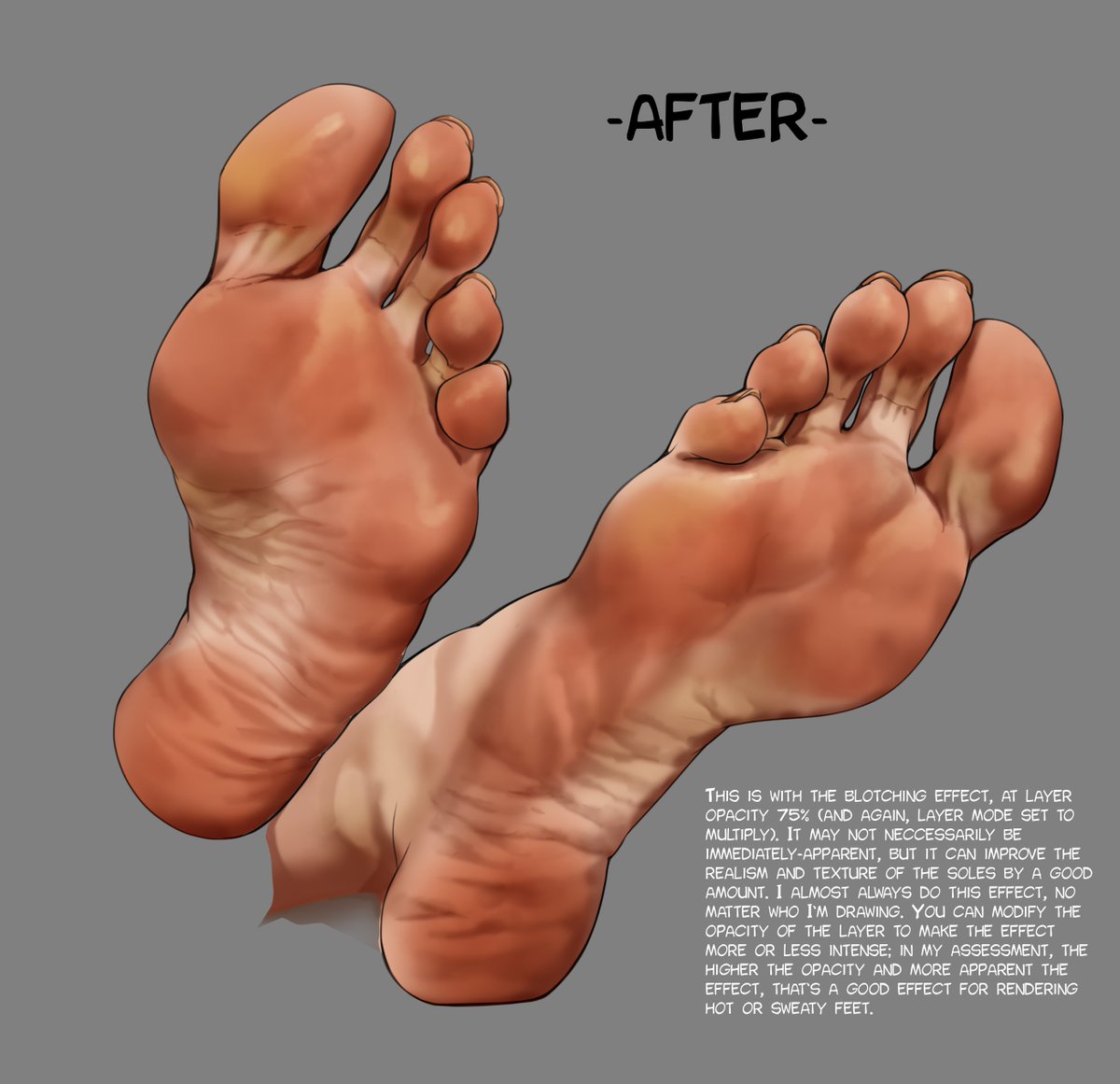 empiricalsmut's tweet photo. For my fellow artists, or anyone who just finds this kind of thing interesting, here's a quick little art tutorial to help with realistic-looking feet rendering.

#feeties https://t.co/Eyig08MurD