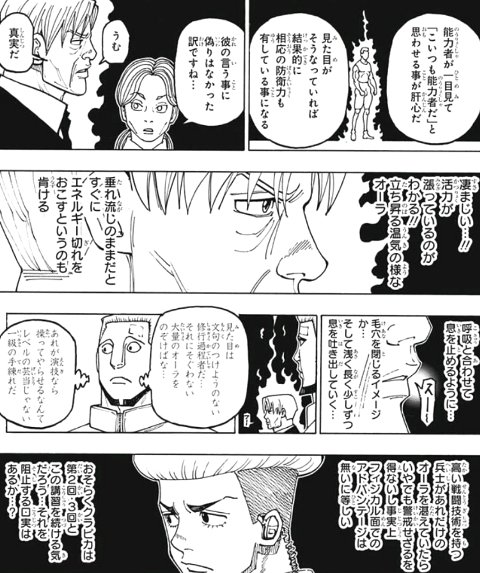 hibiki_hibino's tweet photo. キルアが念を習得してなかったの、あと理由として考えられるのは、バチバチの戦闘目的で念を修める場合、たぶん念なしの戦闘技術・体術をしっかりと身につけてから念を習得した方が良さそうなんよな。（マオールの下りやズシの修行方針・エイ＝イ組の歪んだ発なんかを鑑みるに） https://t.co/nhGJDP8Q07