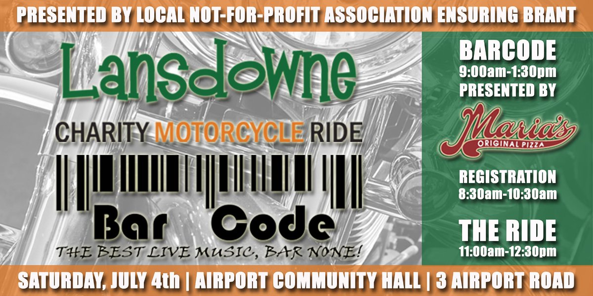 barcodetheband's tweet photo. Join us tomorrow at the @LansdowneFdn Charity Motorcycle Ride in #Brantford, starting at 9am. Our appearance is presented by @MariasOriginal1 - 428 Colborne St. East. Please RT. ππΆπ #BarCodeNewEra #brantcounty #CMR2026 #FortheKids #HomeoftheOriginal #mariasoriginalpizza https://t.co/rYTlkbk3o9