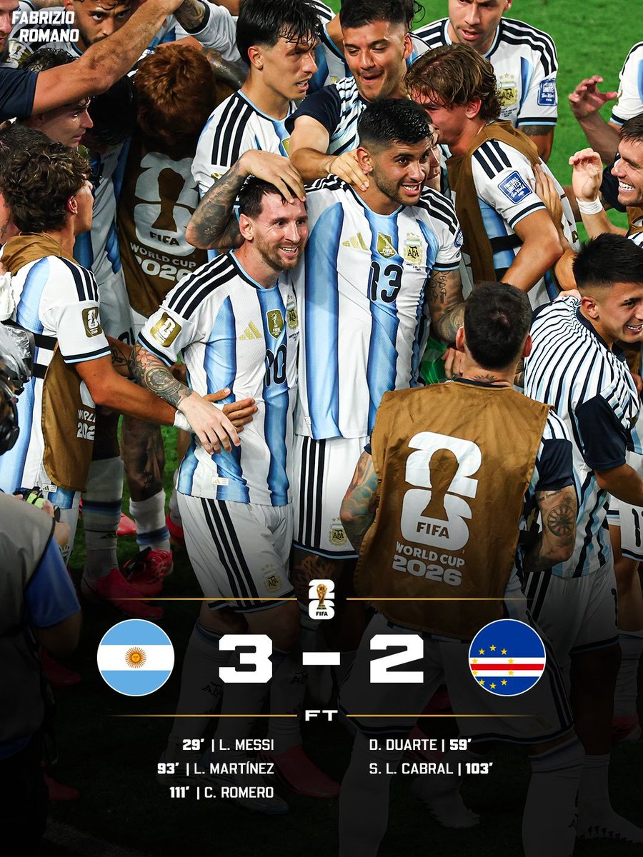 NgomDiadji's tweet photo. 🌎🇦🇷 ARGENTINA QUALIFY TO RO16 AFTER EPIC GAME AGAINST CAPE VERDE HEROES! 🇨🇻 https://t.co/V5kJGowkMD