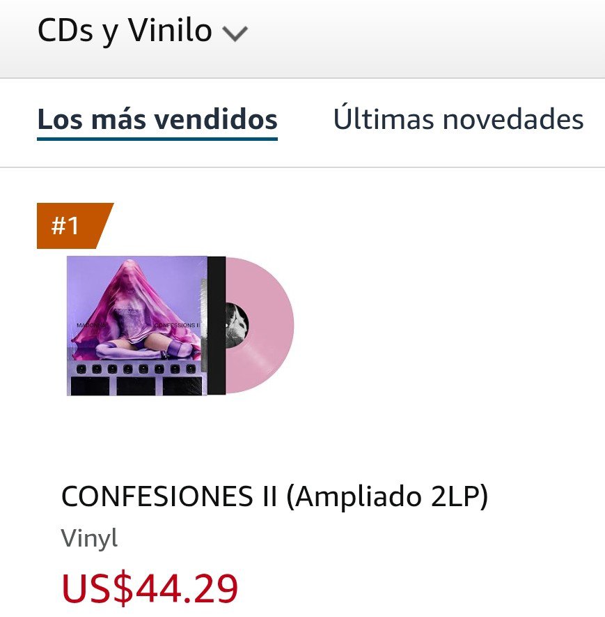 MadonnaRecords's tweet photo. .@Madonna's "CONFESSIONS II" is the Best-selling Album on Amazon USA.

#1 2LP, #3 CD and #16 Vinyl https://t.co/j9nUobwHpu