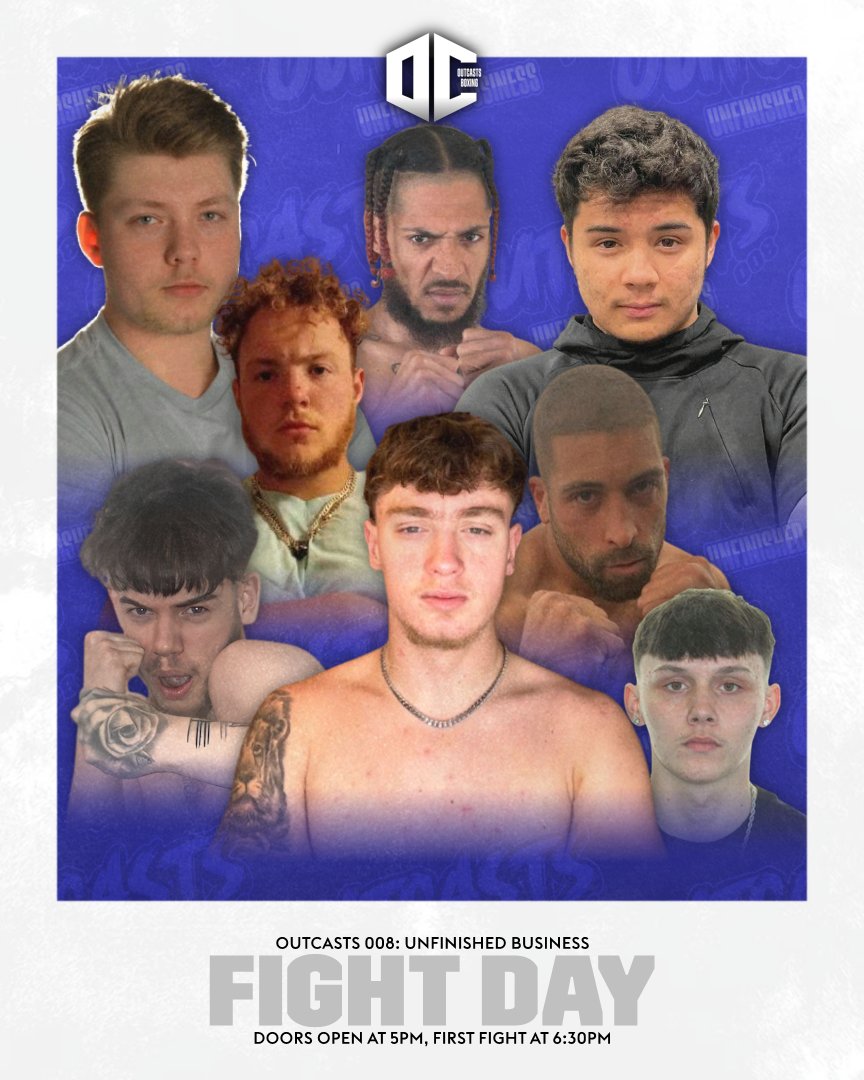 OutcastsBoxing's tweet photo. 𝐈𝐓'𝐒 𝐅𝐈𝐆𝐇𝐓 𝐃𝐀𝐘 😤

We're just a few hours away from Outcasts 008: Unfinished Business, headlined by the clash between @TheRealLHC_ and @braveheartlnd 🫡

Tune in to Outcasts 008: Unfinished Business 𝐋𝐈𝐕𝐄 on the Outcasts Boxing YouTube channel 🥊 https://t.co/ZSqCKbOzME