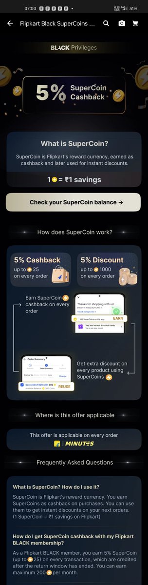 santosh083's tweet photo. @flipkartsupport Don't buy the @Flipkart Black membership—it feels like a complete scam now. When I bought it, the benefit was 5% SuperCoins up to 100 (monthly cap 400). Now it's heavily #devalued to 5% up to 25 (monthly cap 200)! That is a massive reduction. Absolute rip-off. 😡👎 #Flipkart https://t.co/M1rON02OxX