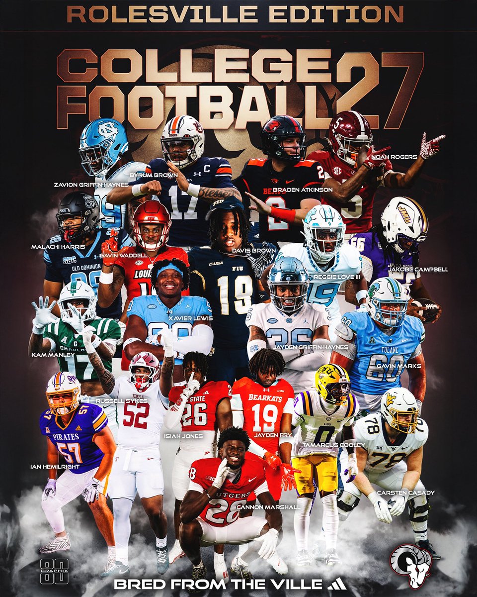RamsFootballNC's tweet photo. The Ville is in the game! 🎮🐏🏈 #BredFromTheVille #collegefootball27 #BagU$$$ #Rolesvilletocollegefootball https://t.co/axmcm8YCnZ