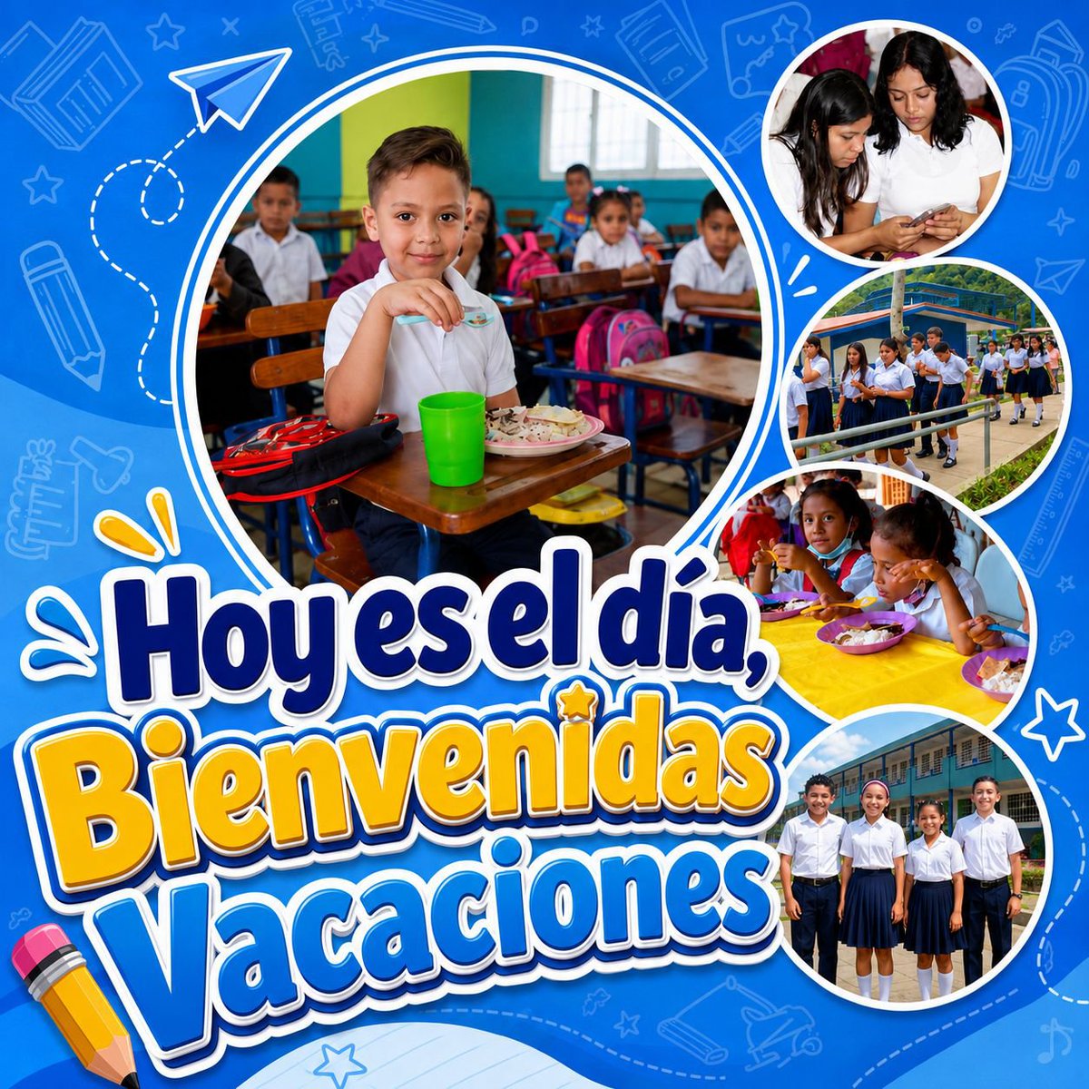 ElDiarioNica's tweet photo. Este 6 de julio, estudiantes de primaria, secundaria y modalidades a distancia de los centros públicos de #Nicaragua inician su merecido descanso de medio año 🎒
Una pausa perfecta para recargar energías, compartir en familia y disfrutar antes de volver a #clases.
#Vacaciones https://t.co/0hRLja9FYj