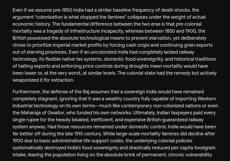 wanderlust_52's tweet photo. @captgouda24 So, if your argument is to show how railways eventually eradicated famines, I agree. But if you are using that to gloss over British rule, I am sorry, but you don't get to deliberately starve millions of my people and then lecture us on how British colonialism was a net positive! https://t.co/c9SKonqhLW