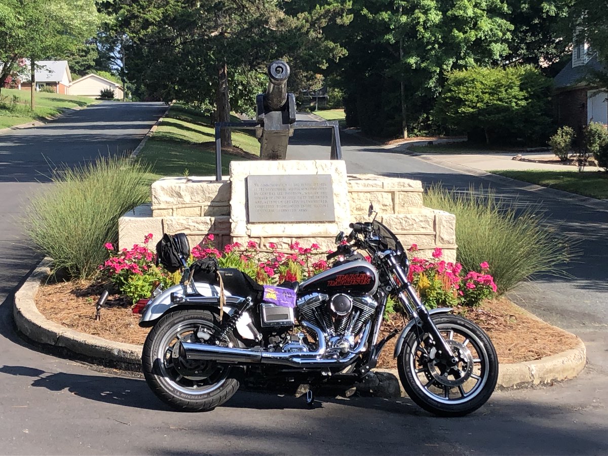 BLineatus's tweet photo. #BMWMOA #GrandCoddiwomple  visiting the Revolutionary War commemorative site honoring the brave men of the Mecklenburg Militia in Charlotte, NC (Rea Rd at Randwicke Rd). https://t.co/x9vyoW9dsc