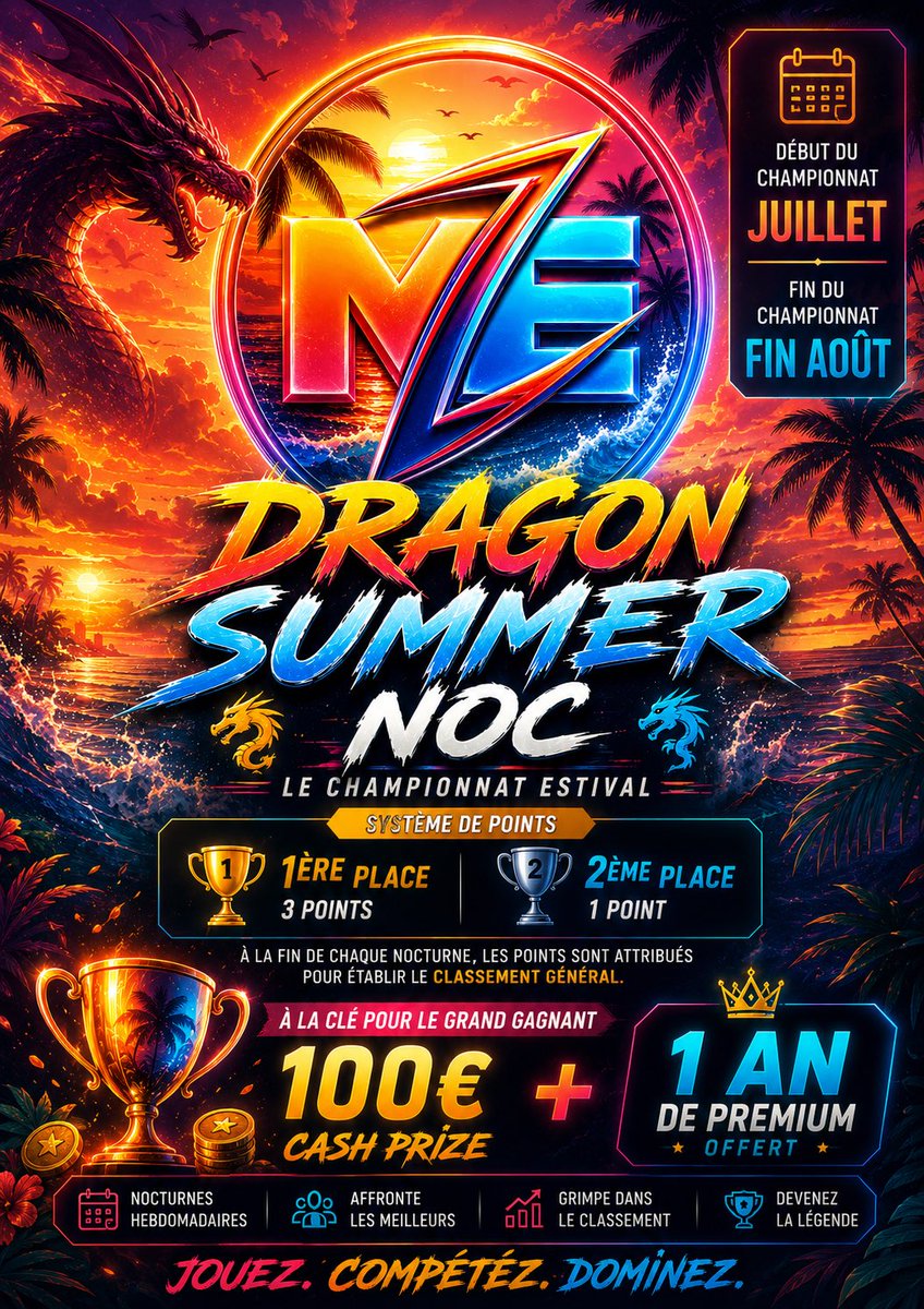 Dragon_Nocturne's tweet photo. Tout l’été, nous vous proposons des tournois nocturne pour affronter les meilleures équipes d’Europe

All summer long, we are offering night tournaments where you can face off against the best teams in Europe.

Rejoins le discord // Join the discord : 

https://t.co/aAVQ1kiKAO https://t.co/U11cNqGEQb