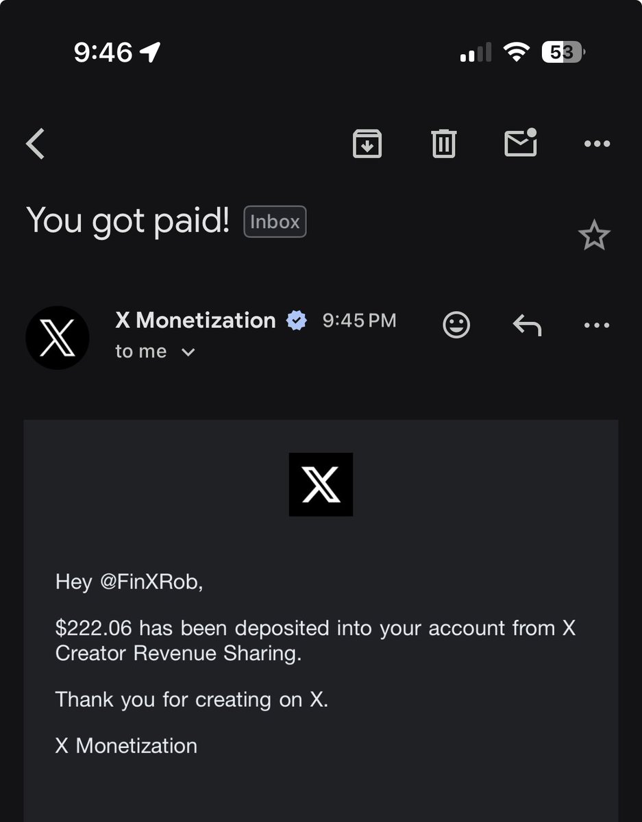 FinXRob's tweet photo. X payout ! 🎉

This will go towards rebuilding my emergency fund https://t.co/1oAe4ISxO5