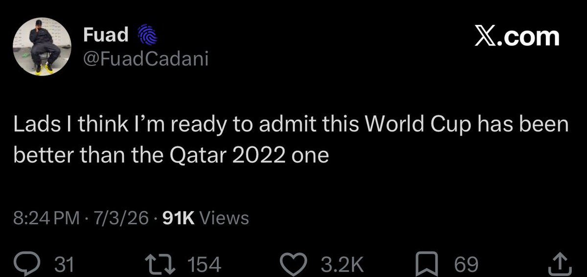 Sanguine_Hood's tweet photo. @FuadCadani Just after Cape Verde equalized, this World Cup was better than 2022. After Argentina scored again, it became a script. Disingenuous bastards. https://t.co/oAPMsmcq42