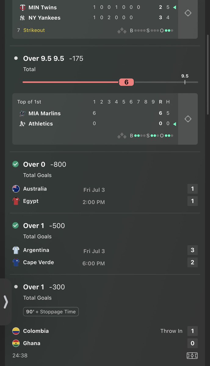 MoneyBetsABG's tweet photo. @cookitup31 So far so good … too early to celebrate tho … .. 6 runs form marlins in the first inning w something I was not expecting https://t.co/bkT1SxenPy
