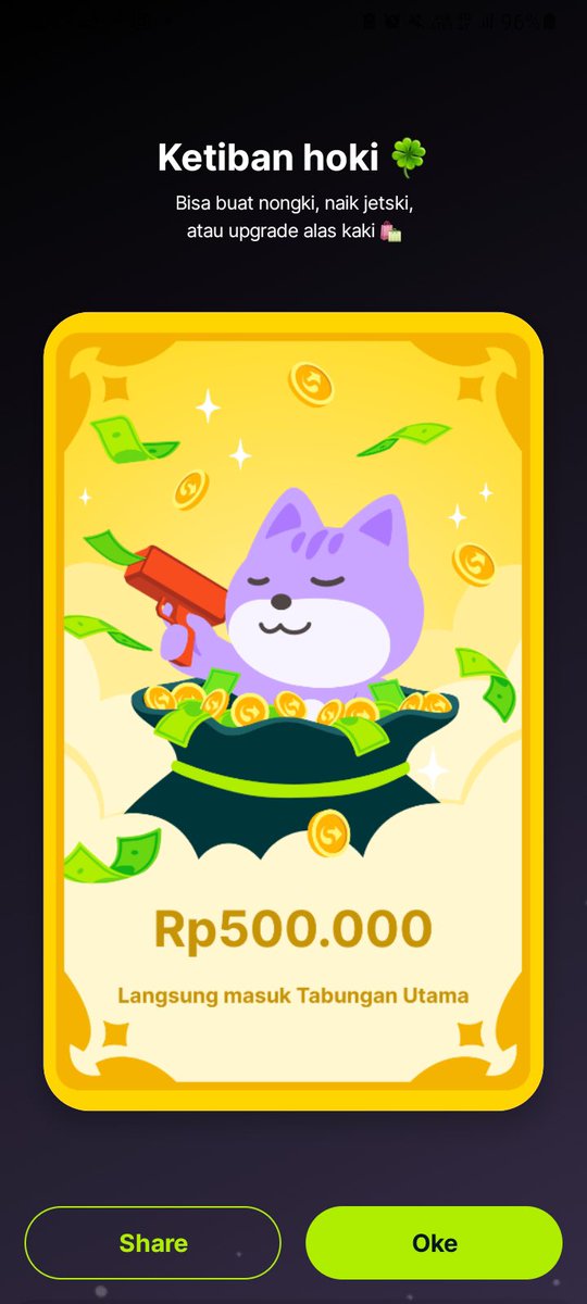 AngkasaKemuning's tweet photo. Ya Allah hoki banget. Lagi di kantor, lembur, terus iseng buka kartu untung sup3rbank, kaget baget kali ini dapat 500 ribu, beneran masuk uangnya ��

Tabungan yang aku isi kalo mau naik gr4b aja, mendadak jadi ratusan ribu. Ga nyangka jadi bagian 20 orang lucky itu 😭 https://t.co/H7aEOZ6PZJ