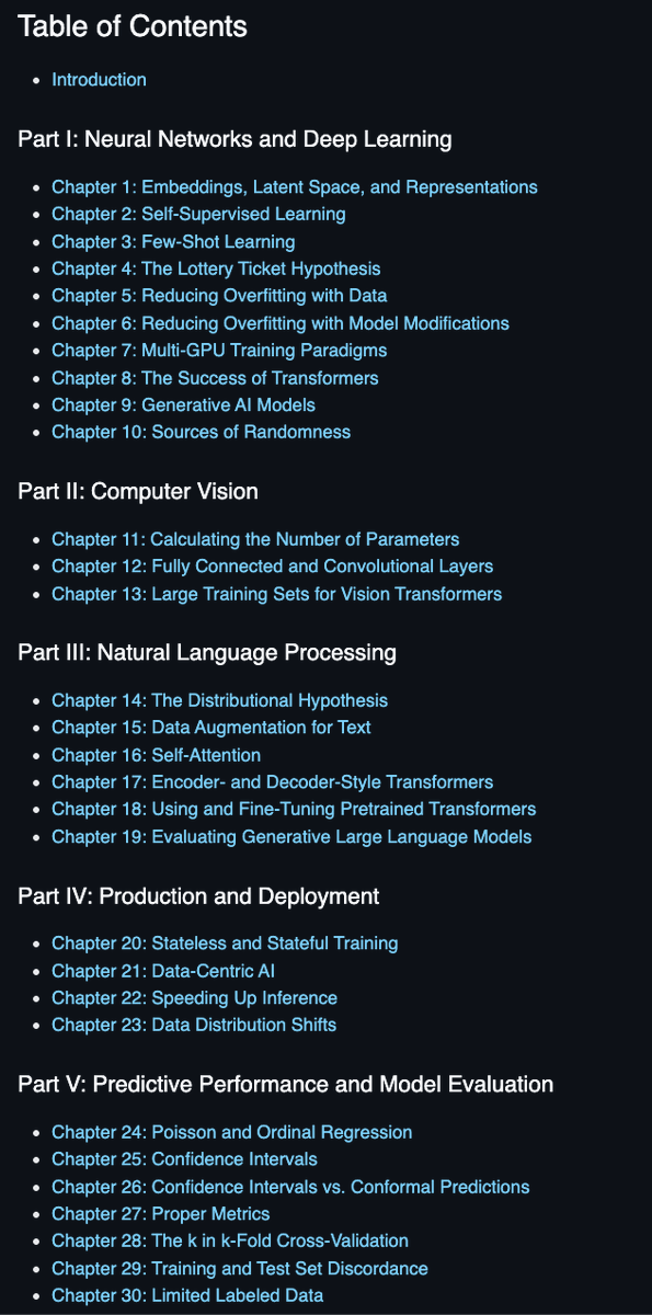 Jolyne_AI's tweet photo. 推荐一本 GitHub 上的免费机器学习与 AI 学习书：Machine Learning Q and AI。

全书围绕 30 个机器学习与人工智能的核心问题展开，从神经网络到模型部署，把关键知识点一次讲清。

GitHub：https://t.co/yNSOQ1Sf7o

在线阅读：https://t.co/3Ezh9Oynzu

内容按 5 条主线系统梳理：神经网络、深度学习、计算机视觉、自然语言处理、模型部署，学起来更有路径、更不容易漏重点。

无需下载，打开就能免费读，适合从入门到进阶、再到实战落地的各层级开发者。