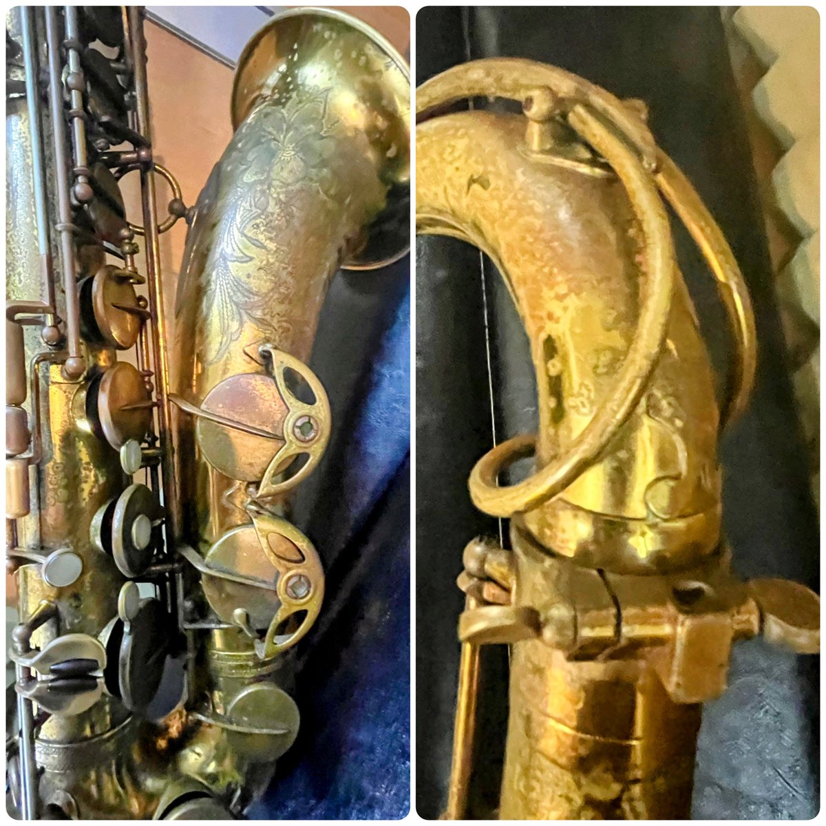 nakatomigakki's tweet photo. 定期的にメンテナンスさせて貰ってる
テナーサックス Selmer SuperBalancedActionです
1948年製 Jazzyにレスポンス良く鳴り、佇まいもいいですね～　タンポも波型レゾネーターで爆音仕様となってます
#SuperBalancedAction #selmer #SBA #スーパーバランスアクション https://t.co/039dZ6pjXP