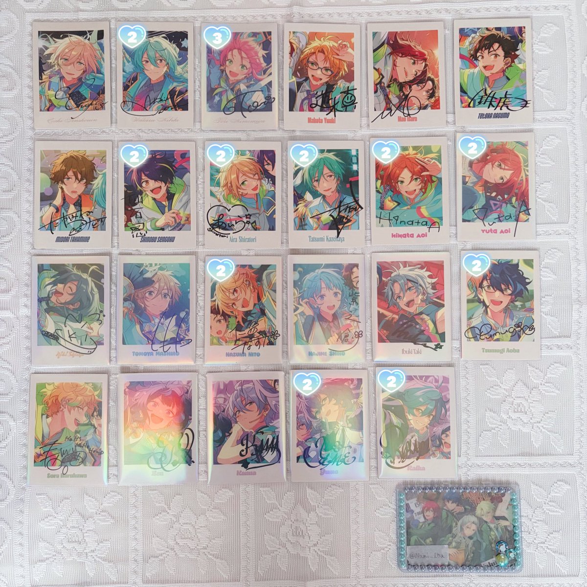 Nami_iba's tweet photo. 【交換】あんスタ P.A.shots!! ぱしゃっつ 10th
譲→英智 渉 桃李 真 真緒 鉄虎 翠 忍 藍良 巽 ひなた ゆうた ニキ 友也 なずな 創 維吹 つむぎ 宙 エス カンナ ユメ ライカ

求→日和2、茨3、ジュン3

→ https://t.co/iPTTZwYYGN
