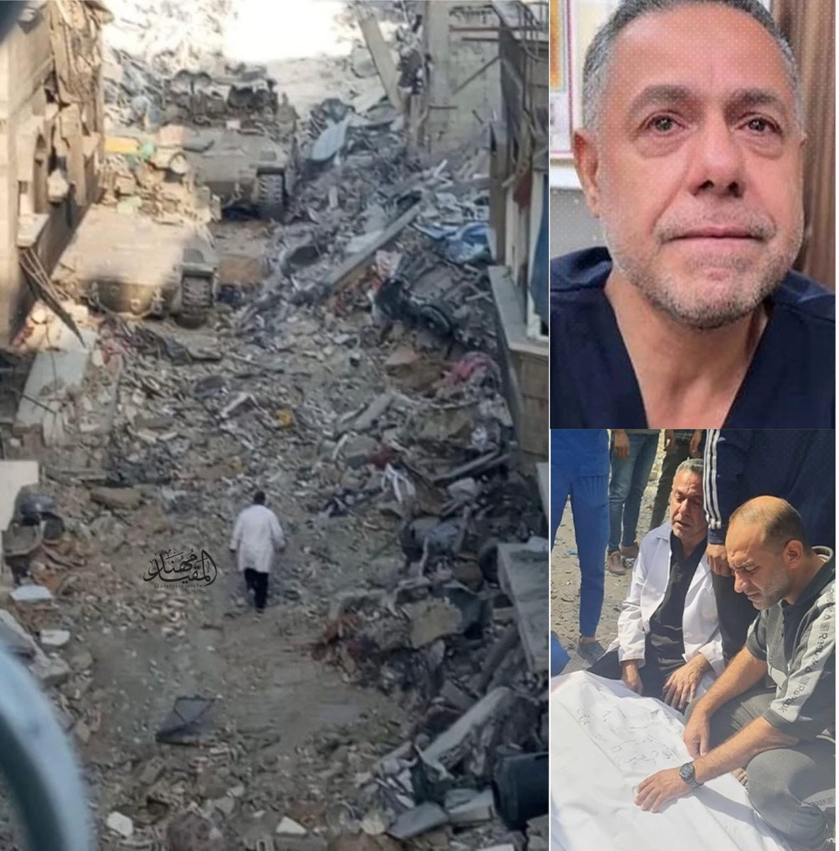 ismene2's tweet photo. Ve, salió con su bata blanca al encuentro de sus verdugos, exigimos la libertad del doctor Hussam Abu Safiya. https://t.co/ZfUYralVPJ