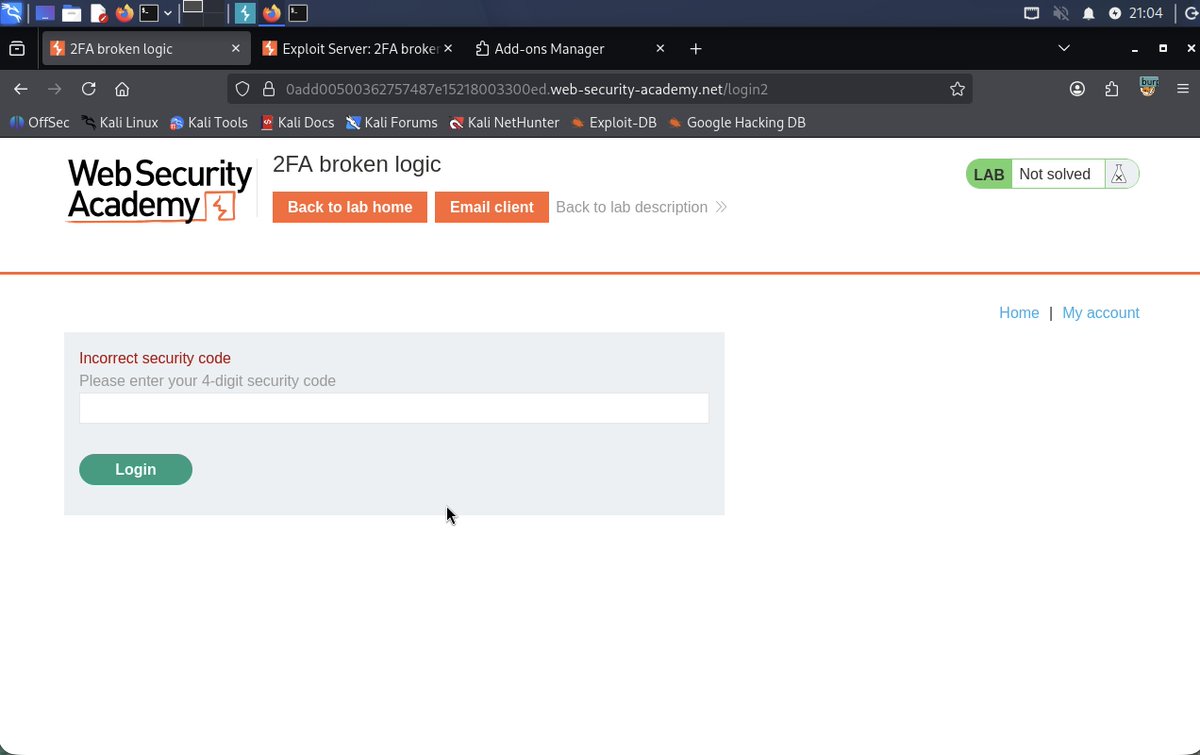 Sultane221's tweet photo. Jour #46 de #100DaysOfCyber | Lab : 2FA broken authentication
Aujourd'hui, j'ai résolu le lab PortSwigger 2FA broken authentication en exploitant un défaut de logique dans le flux de connexion et une absence de rate limiting sur la validation du code OTP.
Voici les étapes techniques de la résolution :
➖ 1. Analyse du fonctionnement du 2FA En me connectant avec mon compte de test (wiener), j'ai analysé les requêtes générées.
Dans la requête POST /login2, l'application s'appuie sur un paramètre nommé verify pour définir quel compte utilisateur est en cours de validation pour le second facteur.
➖ 2. Génération du code de la victime Après déconnexion de mon compte, j'ai renvoyé la requête GET /login2 dans Burp Repeater en remplaçant la valeur du paramètre verify par carlos.
L'envoi de cette requête a déclenché la génération d'un code 2FA temporaire pour Carlos côté serveur.
➖ 3. Brute-force du code OTP Je suis revenu sur la page de connexion, j'ai soumis mes identifiants valides et j'ai entré un faux code 2FA pour intercepter la requête de vérification.
J'ai envoyé ce POST /login2 dans Burp Intruder avec la configuration suivante :
Le paramètre verify positionné sur carlos.
Un marqueur de payload sur le paramètre mfa-code. Le code de validation étant composé de seulement 4 chiffres et le backend ne limitant pas le nombre de requêtes, j'ai lancé le test de toutes les combinaisons.
➖ 4. Accès au compte L'Intruder a identifié la bonne combinaison grâce à une réponse ayant un code de statut HTTP 302 Found (redirection). J'ai chargé cette réponse spécifique dans le navigateur pour être redirigé directement sur l'espace personnel de Carlos et valider le lab.
#Un dev qui comprend la sécurité.
#Un pentester qui comprend le code.
#Cybersecurity #WebSecurity #Authentication #MFA #2FA #PortSwigger #BurpSuite #Intruder #BruteForce
@_makh0u