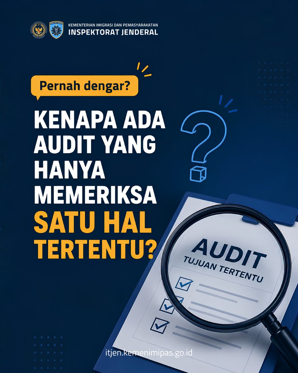 itjen_imipas's tweet photo. Pernah dengar Audit Dengan Tujuan Tertentu (ADTT)?

#INTIPS #InspektoratJenderal #ItjenKemenimipas #Kemenimipas #audit https://t.co/hLurMfI4e5
