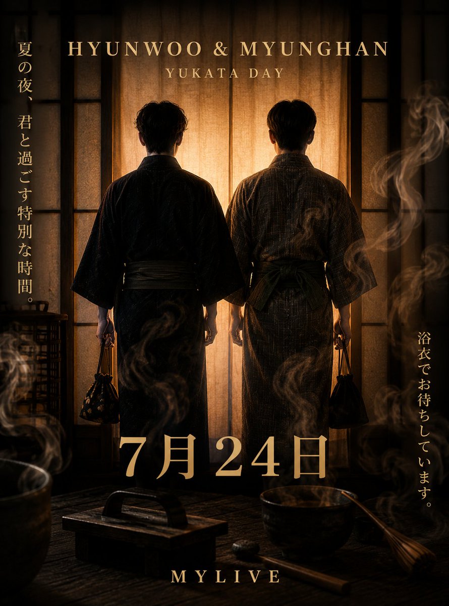 Hyunwoo_JP's tweet photo. 7月24日(金)、久しぶりに
浴衣デーを開催することになりました！👘✨
日程はたくさん悩んで決めました
皆さんと素敵な夏の思い出を作れたら嬉しいです。

ぜひたくさん遊びに来てください❣️ https://t.co/soFOKInrDx