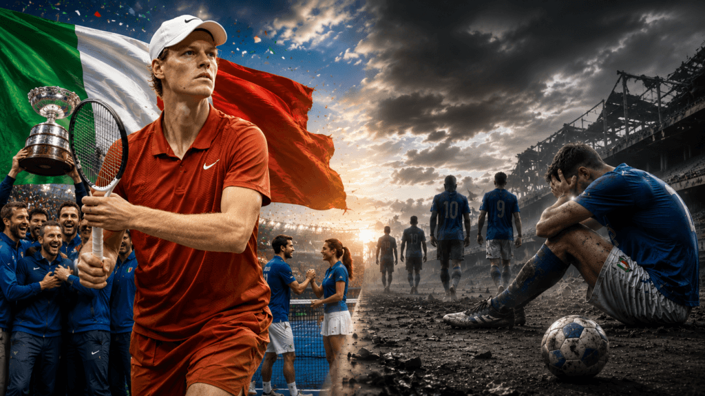 dievve's tweet photo. Dal pallone alla racchetta: perché in Italia il tennis vola e il calcio affonda: Per decenni l’Italia è stata identificata nel mondo con il calcio. Le quattro Coppe del Mondo, le notti magiche del 1982 e del 2006, i trionfi di Milan, Juventus e Inter in… https://t.co/pPiFaRUr2i https://t.co/TUGC7D35MF