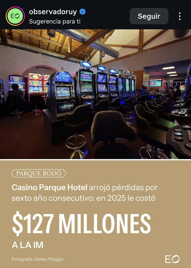 riverafrutos's tweet photo. Para poner en contexto esa cifra:
▪️7 millones de dólares es el costo en un año del aumento a las jubilaciones más sumergidas
▪️3 millones de dólares es la pérdida en un año del Casino Parque Hotel(por 6to año consecutivo)

País MUY roto. https://t.co/nLEJ3sL93k