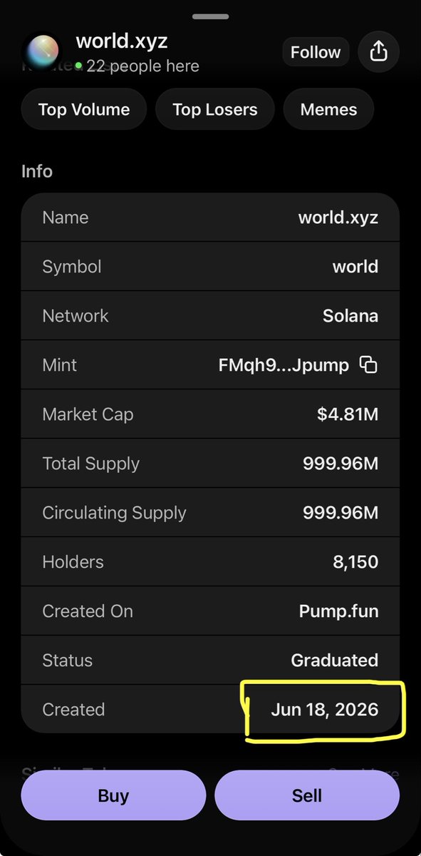 Ghostnote1984's tweet photo. Interesting timing around @world_xyz
The X account existed long ago, but posts appear to have resumed on Jun 23rd.
The Solana token was created Jun 18th - 5 days earlier. 
Could be coincidence, but early knowledge can’t be ruled out. Not saying official, but watching…#worldxyz https://t.co/VQNE5M3wri