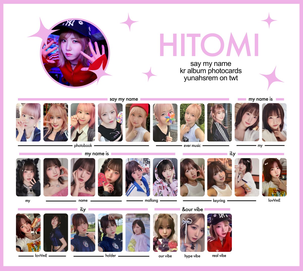 yunahsrem's tweet photo. say my name 세이마이네임 photocard 포토카드 template
-- all albums

hd: https://t.co/XvNcxzcW0N

hitomi 히토미 shuie 슈이 mei 메이 kanny 카니 soha 소하 dohee 도희 junhwi 준휘 seungjoo 승주 https://t.co/vjBt1GlXgH