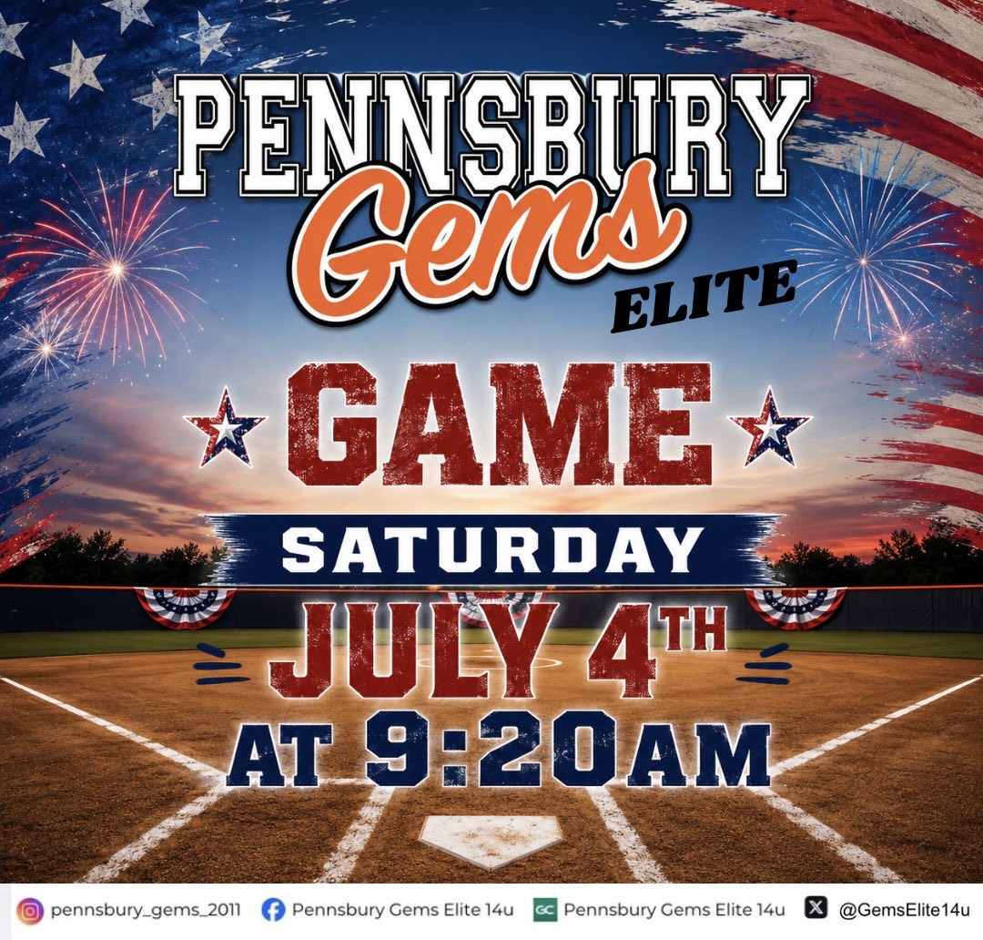 GemsElite14u's tweet photo. 🇺🇸 What a day for the Gems! Today, the Pennsbury Gems Elite battled through and came away with two big wins in Ohio! We’re back at it tomorrow, spending the 4th of July on the field with a 9:20am first pitch. Happy Independence Day! ❤️🤍💙
#GemsOn3
#elitesummer2026 https://t.co/Kw9JiIVlR3