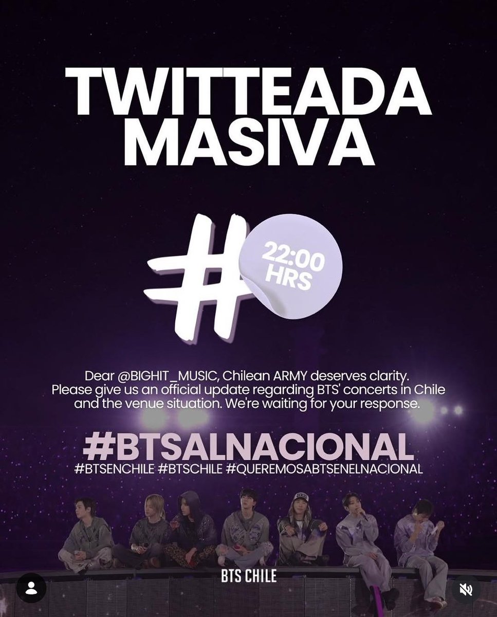 jobyyjairo's tweet photo. Dear @BIGHIT_MUSIC, Chilean ARMY deserves clarity. Please give us an official update regarding BTS' concerts in Chile and the venue situation. Were waiting for your response.
#BTSALNACIONAL
#BTSENCHILE #BTSCHILE
#QUEREMOSABTSENELNACIONAL https://t.co/6E5nFFWjPM