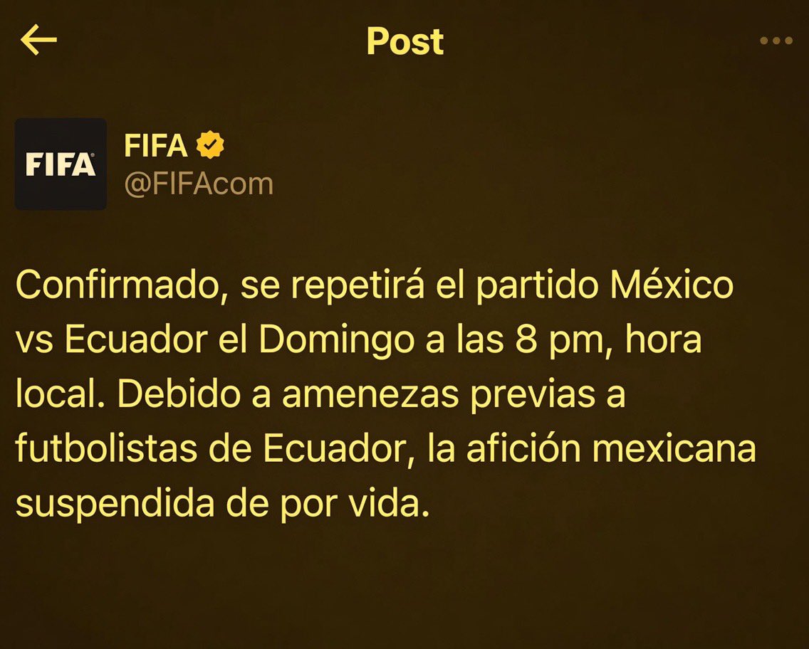 LIVERPOOL_504's tweet photo. 💣🚨l EXCLUSIVA

🇪🇨 Se acaba de confirmar que la selección de Ecuador  Volverá a Jugar contra Mexico, a puertas cerradas, la FIFA  lo Acaba de Confirmar. https://t.co/8YyxyZjT6m