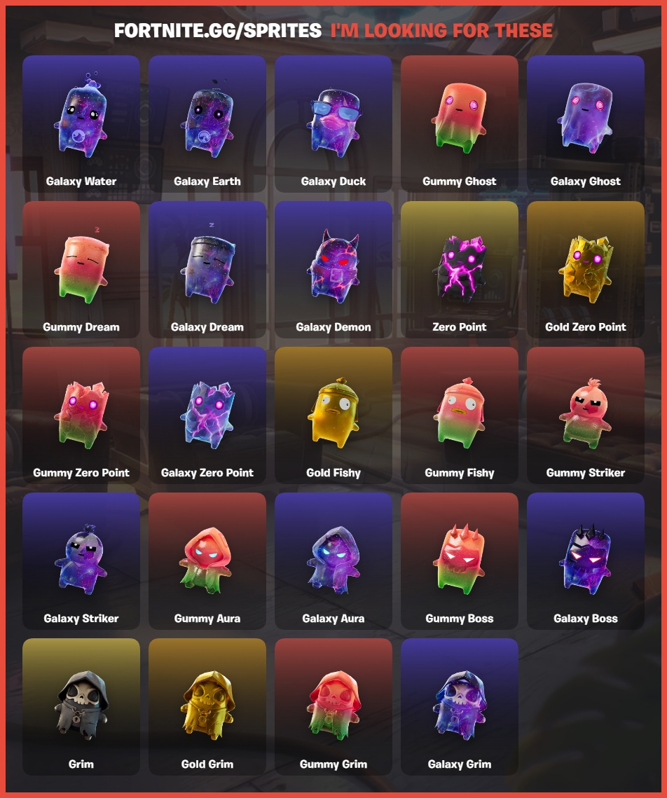 ithasephs's tweet photo. Is there anyone willing to help me with sprites i don't have???
ts is a pain #fortnite
also here's mine if you'd rather trade https://t.co/P8JhM30G0p