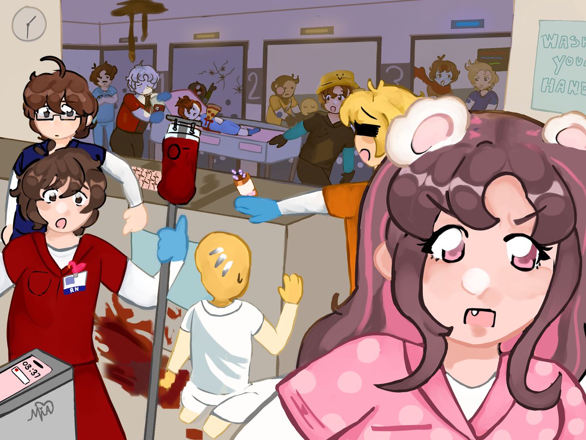 morrutee's tweet photo. roblox youtubers run the WORST emergency department EVER.. i finished the pitt while drawing this everyone watch it its so good 

@PolarCubYT @Jayingee @AlbertsStuff @Sk3tchYT @laughability2 @BandiRue @kadenfumblebttm @jandelRblx @iJackeryz and last but not least @Speedy_Edits https://t.co/hgaQGeAPk8