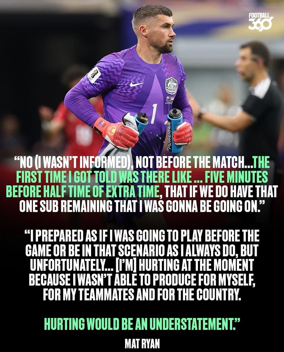 SYDFCConspiracy's tweet photo. This is the biggest stitch-up ever

Before the penalty shootout with Peru, Redmayne knew for 6 WEEKS that he'd come on if it got to that stage

That is why it worked, and why today was a complete failure

Maty Ryan, our Captain and most capped player hung out to dry, disgraceful. https://t.co/UT7U2ptbfJ