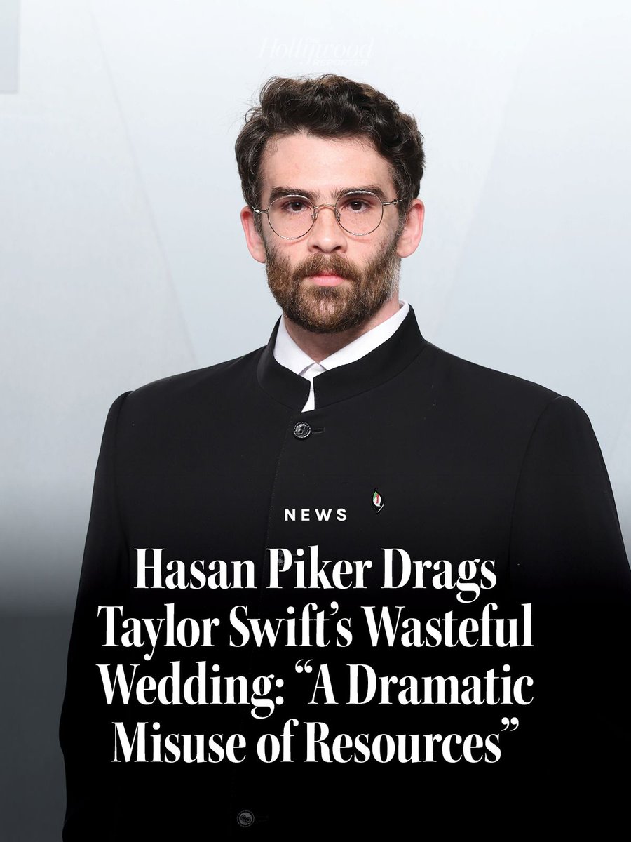 THR's tweet photo. Left wing pundit Hasan Piker has unloaded on Taylor Swift and Travis Kelce for having taxpayers pick up the costs of security for their star-studded wedding in New York City this weekend.

• Media reports point to the multi-day wedding event costing around $15 million, which includes security costs borne by taxpayers. 

• “It’s straightforwardly a flex to be like, yeah, I can do this, and I kind of think it’s a little bit tacky, at best,” Piker said. 

https://t.co/qjmqGNdCbq