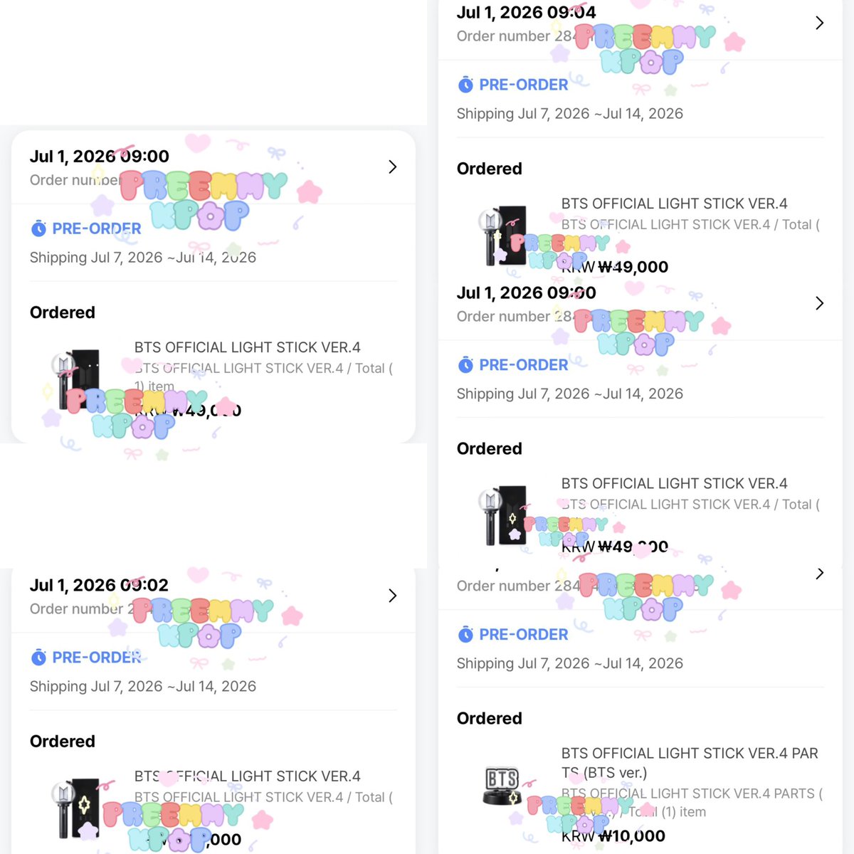 PREEMMYKPOP's tweet photo. กดออเดอร์เรียบร้อยแล้วคับ

- แท่งไฟ รี 1/7 = 4 แท่ง
- พร๊อพ bts = 1 ชิ้น
 เว็บจัดส่ง 8-15 กค

- เครื่องเล่นเพลง bts = 14 ชิ้น
- ยางรัดผม arirang bts สีแดง = 2 ชิ้น
- ที่ใส่บัตรคอน = 2 ชิ้น
 กำลังมาไทย 7-15 วัน

#updatepreemmy https://t.co/kQbBoxBr0D