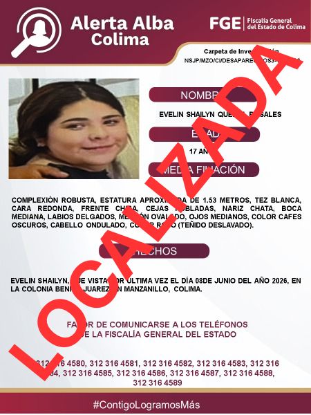 dimensionrc's tweet photo. Evelin ya fue localizada. El Protocolo Alerta Alba agradece el apoyo de medios de comunicación y la colaboración de la sociedad mediante llamadas a las líneas 089 y 911, así como la información que se compartió a través de redes sociales. https://t.co/vHOGS9IzkB