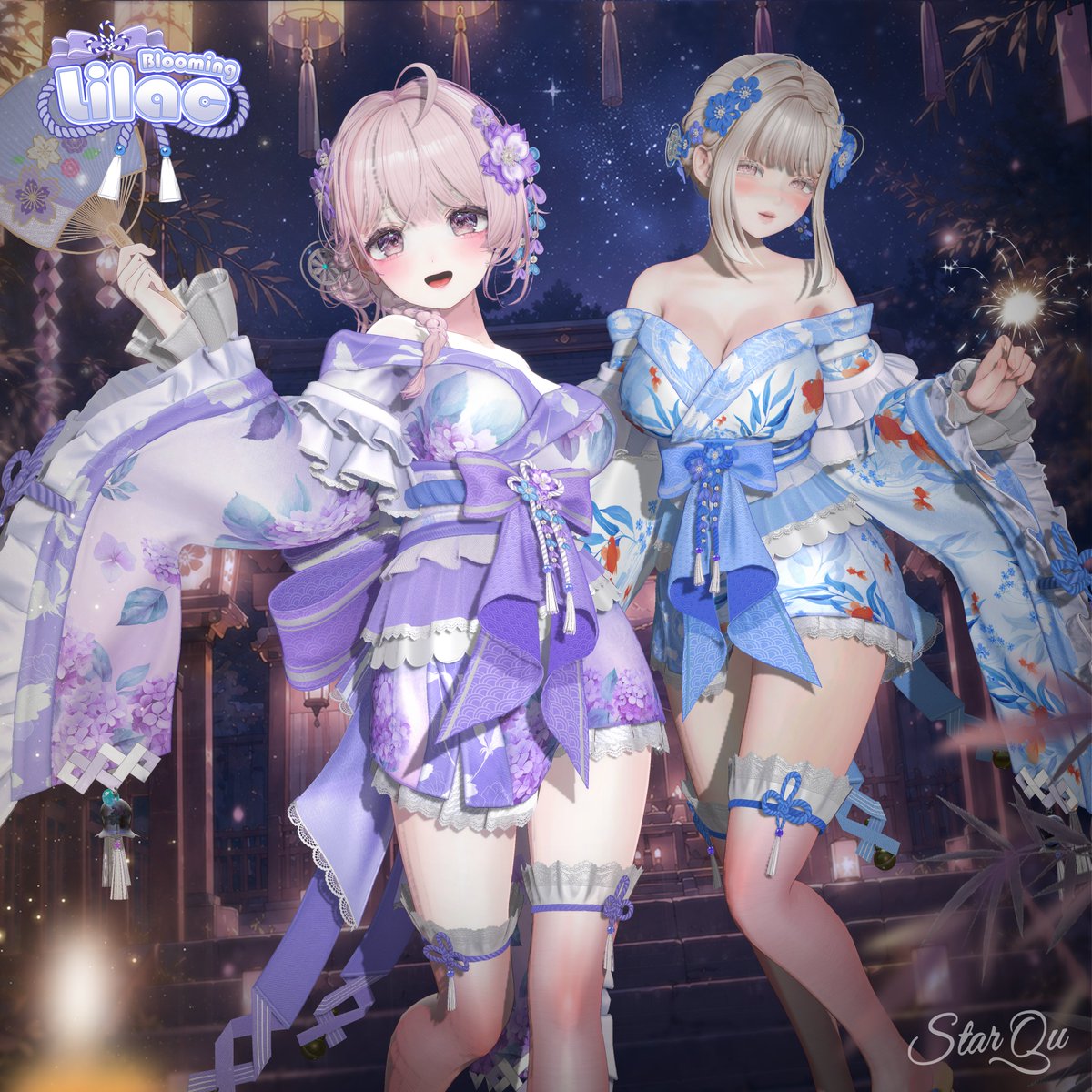 starqu_vrc's tweet photo. 🌸 発売開始 🌸

StarQu First Collection
『Blooming Lilac』🪻

夏のお出かけにぴったりな、
ふんわり可愛いショート浴衣です🎐🤍

本日よりBOOTHにて販売開始しました✨
ぜひチェックしていただけたら嬉しいです！

🔗衣装
https://t.co/1oa6wyhdKU
🔗ヘアスタイル
https://t.co/AA8YCl2KXy

たくさんの方の夏のコーデに選んでいただけたら嬉しいです🤍