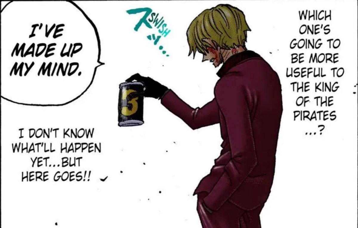 whirlysanji's tweet photo. wci: sanji realizes how valuable he is to others, even if he feels he hasn't earned it

wano: learns to ask for help, chooses to live only as himself even while unsure if that's best for luffy

elbaf: final steps on his journey of self-acceptance

ODA'S MASTERPIECE #ONEPIECE1187 https://t.co/TGFNbOyFuE