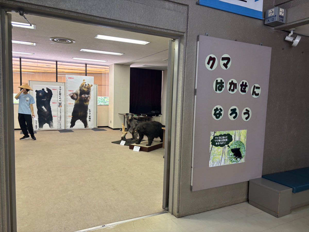iwate_kuma's tweet photo. 本日、盛岡市子ども科学館にてクマはかせになろう！を開催しております！📢

触れるツキノワグマ・ヒグマの毛皮や骨、写真家の佐藤嘉宏さんが撮影したクマの写真など、様々な展示を行っております🐻

是非お越しください！ https://t.co/nfP03xEG41