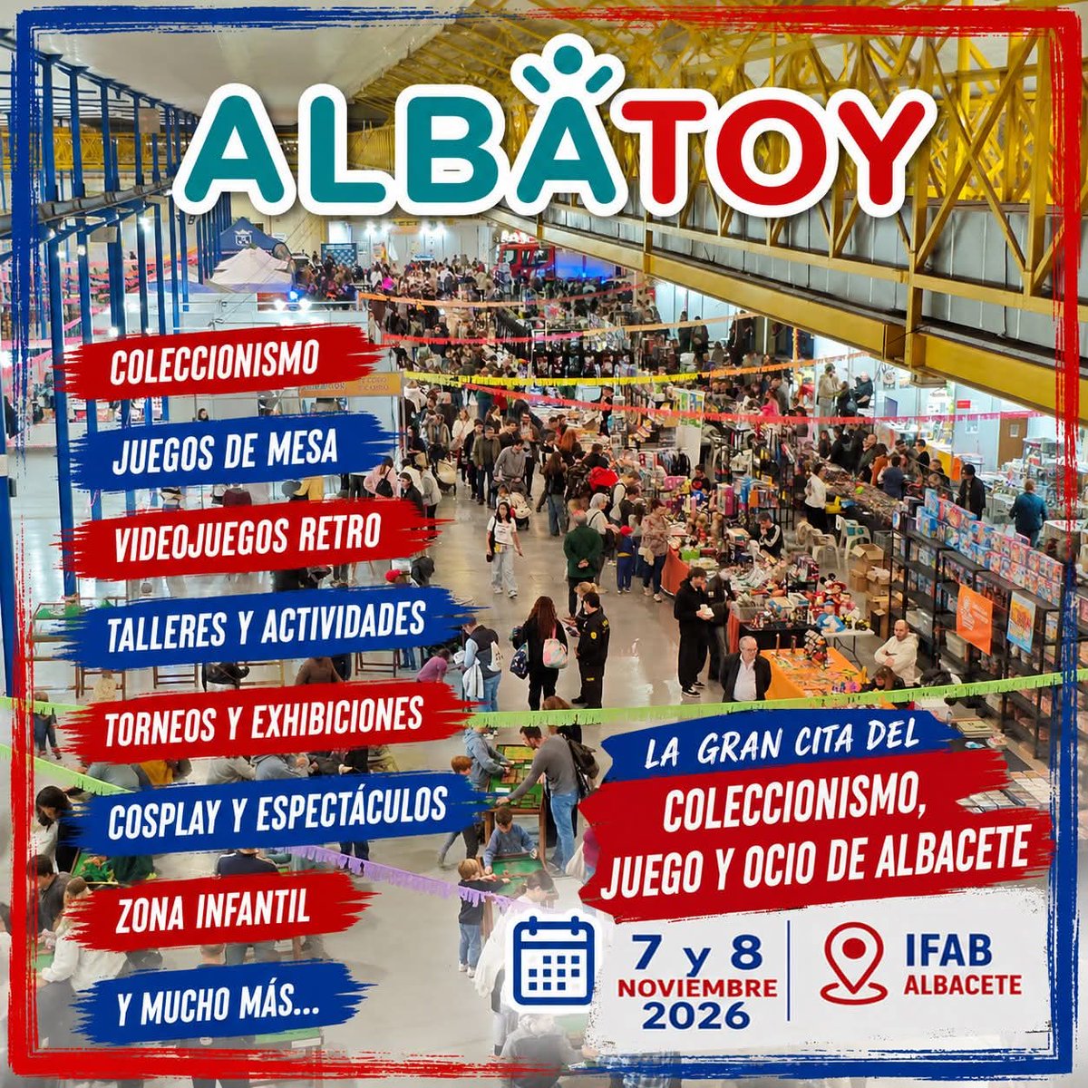 albatoyferia's tweet photo. 📷 ALBATOY 📷La gran cita del Coleccionismo, el Juego y el Ocio de Albacete ¡ya tiene fecha!

📷Un fin de semana para disfrutar en familia con expositores de toda España, coleccionismo, videojuegos, juegos de mesa, talleres, espectáculos, cosplay, torneos y muchas sorpresas más https://t.co/80K2eRZBcw