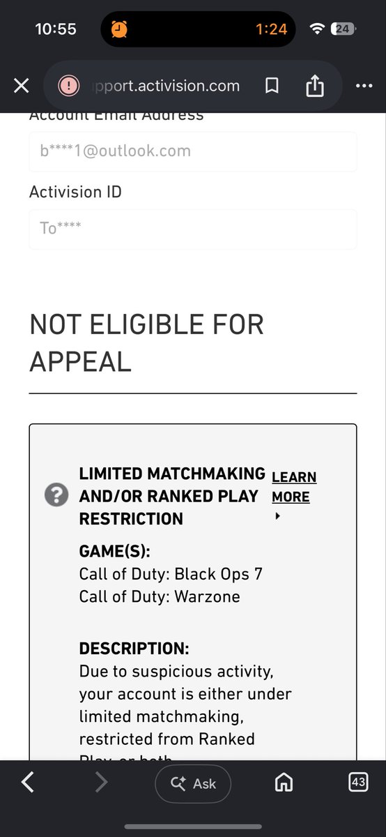 Joezecv's tweet photo. @Hiivokk @CallofDuty @CallofDutyCM @ATVIAssist @RavenSoftware I have same 2 I’ve never even played bo6 nor have I ever been shadow banned either https://t.co/xvVP6QfnZ6