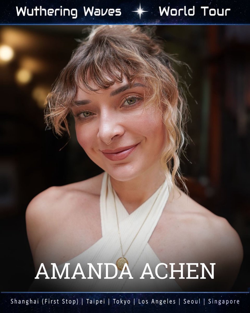 Amanda_Achen's tweet photo. 🌊 BIG NEWS 🌊 I’m joining the @Wuthering_Waves World Tour at EVERY stop this summer!! 
Excited to bring some of these epic songs to life on stage 🎤✨ If you caught me last year, I’m singing some new ones this time!
Okay but real talk — roll call! 👋 Who’s a WuWa fan?? https://t.co/q7r6lZKKDo