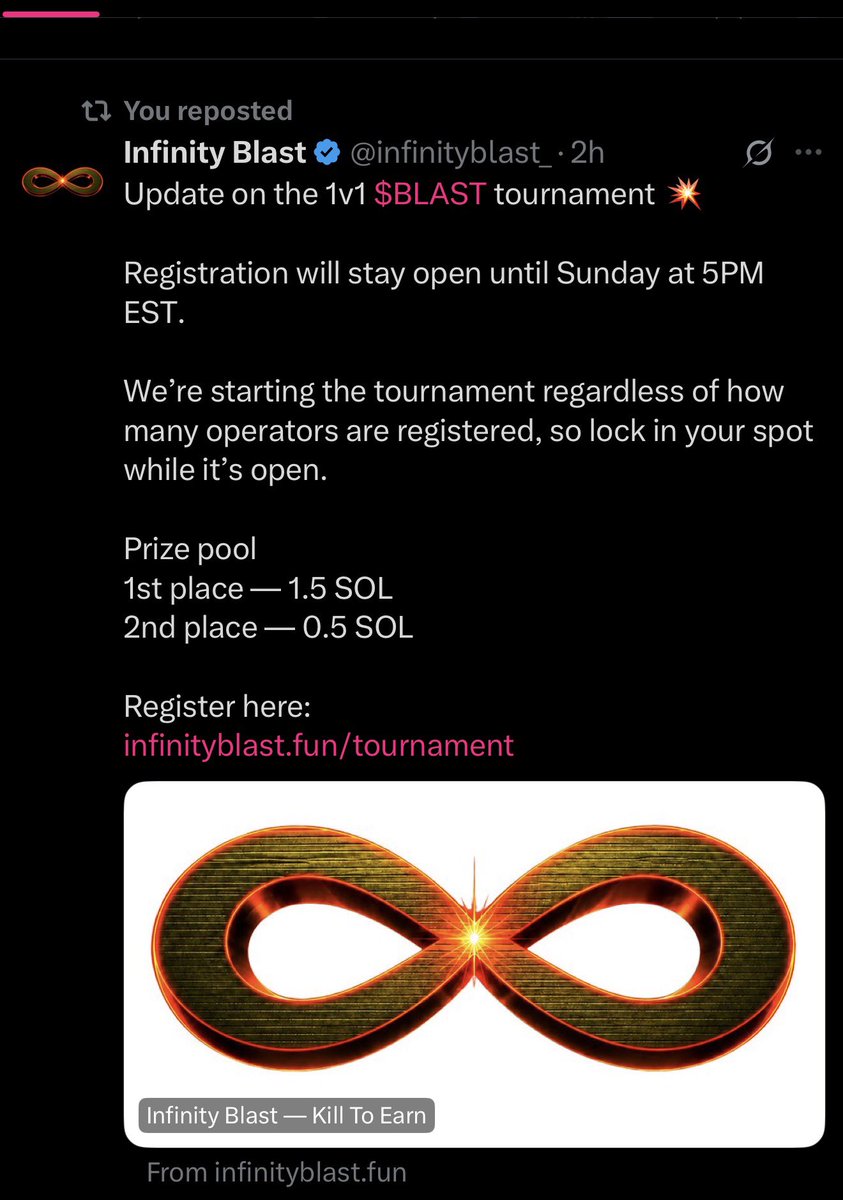 ReaperOnBlast's tweet photo. @LLMKeed Come check out your skills in Infinity Blast where you actually get paid for your frags. 

There is a tournament this Sunday. 

Free to enter and 1st place gets $140
And second place takes $40. 

See ya in the arena 🔫 https://t.co/Rn1nAdFLPE