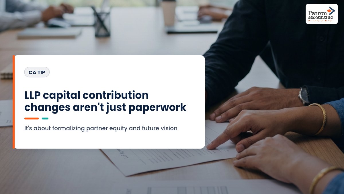 LlpPatron's tweet photo. LLP capital contribution changes aren't just paperwork. It's about formalizing partner equity and future vision. Ensure your Form 3 reflects true valuation. Avoid future disputes. https://t.co/SDoKhXwKIC
#Startups #LLPAnnualFiling https://t.co/wIduAZQSqz